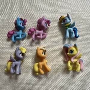 My Little Pony 2” Figures Set of 6 Blue, Blue, Orange, Gray, Yellow, Pink
